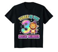 Kids 3 The Magic Number Funny 3rd Birthday Cute Lion T-Shirt