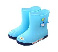 Kids 3D Animal Rain Boots Lightweight Waterproof Rubber Sole Garden Shoes Cap Toe Textured Line Non-Slip Outdoor Walking Footwear Gardening Shoes for Boys Girls (Sky Blue, 11.5 Little Child)