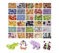 Kids 3D Puzzles - 30 Pieces Assembly Kit, Animal Learning Toy for Boys, Paper Cartoon Jigsaw with Interlocking Tabs, Cognitive Skill Tool for Spatial Reasoning Shape Recognition Pattern Matching
