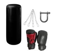 Kids 3ft Black Punch Bag with 4-Strand Hanging Chain, Attachment Hook & Boxing Gloves - Durable Training Set for Children’s Boxing, Kickboxing, MMA & Fitness