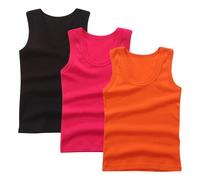 Kids 3Pc Tank Top Multi-Color Pack Vests Round Neck Soft Fabric Tshirts Boys Soft Breathable Easy Care Shirt Daily Undergarment Wear Casual Essential Fashion Wine 9 Years