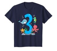Kids 3rd Birthday Party Cake Dolphin Starfish Ocean Animal Sea T-Shirt