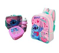 Kids 4-Piece Lilo & Stitch Backpack and Lunch Set - Angel & Stitch School Bag Bundle with Insulated Lunch Bag, Snack Container & Water Bottle - Cute Backpack for Girls & Boys