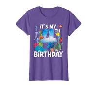 Kids 4 Year Old Ocean Life Whale Dolphin Shark 4th Birthday T-Shirt
