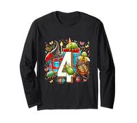 Kids 4th Birthday Bugs Insects Beetles Biology 4 Year Old Long Sleeve T-Shirt