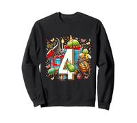 Kids 4th Birthday Bugs Insects Beetles Biology 4 Year Old Sweatshirt