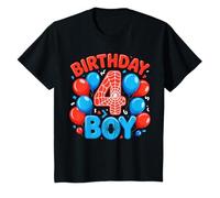 Kids 4th Birthday Spider Web 4 Year Old Boy Party T-Shirt