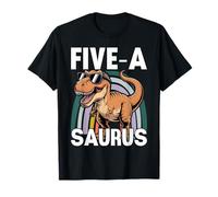 Kids 5 Year Old Dinosaur Birthday 5th T Rex Dino Five Saurus T-Shirt