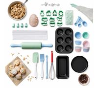 Kids 59 Piece Baking Set | Real Junior Chef Baking Supplies Kit | Includes Utensils, Tins, Moulds, Cookie Cutters, Measuring Spoons & More | Perfect Gift for Children | Age 4 +