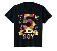 Kids 5rd Birthday Boy 5 Year Old Building Blocks 5th Birthday Boy T-Shirt
