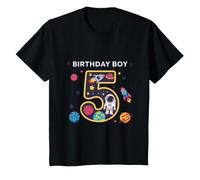 Kids 5th Birthday Boy Space Five Age 5 Year Old Son Kids Rocket T-Shirt