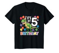 Kids 5th Birthday Dinosaur Boy Girl Five Age 5 Year Old Son Kids T-Shirt