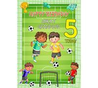 Kids 5th Birthday Football Card for Great Grandson - From Nanna Grandad Greeting Blank Inside Envelope Included Gift Idea UK