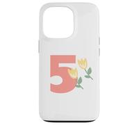 Kids 5th Birthday Orange Tulips Flower Party Five Years Old Case for iPhone 13 Pro