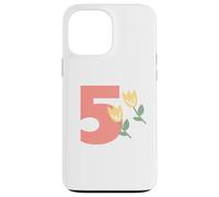 Kids 5th Birthday Orange Tulips Flower Party Five Years Old Case for iPhone 13 Pro Max