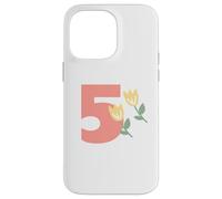 Kids 5th Birthday Orange Tulips Flower Party Five Years Old Case for iPhone 14 Pro Max