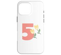 Kids 5th Birthday Orange Tulips Flower Party Five Years Old Case for iPhone 16 Pro Max