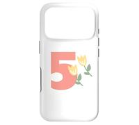 Kids 5th Birthday Orange Tulips Flower Party Five Years Old Case for iPhone 17 Pro