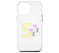 Kids 5th Birthday Pink Tulips Flower Party Five Years Old Case for iPhone 12 Pro Max