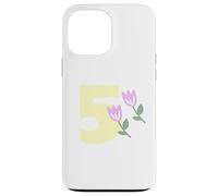 Kids 5th Birthday Pink Tulips Flower Party Five Years Old Case for iPhone 13 Pro Max