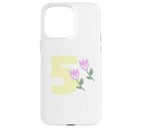 Kids 5th Birthday Pink Tulips Flower Party Five Years Old Case for iPhone 15 Pro Max