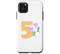 Kids 5th Birthday Purple Tulips Flower Party Five Years Old Case for iPhone 11 Pro Max
