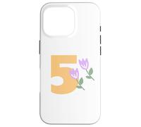 Kids 5th Birthday Purple Tulips Flower Party Five Years Old Case for iPhone 16 Pro
