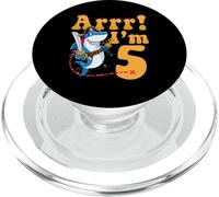 Kids 5th Shark Pirate Birthday Party 5 Five Years Old Boys PopSockets PopGrip for MagSafe