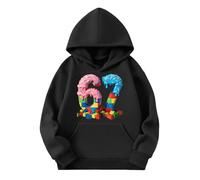 Kids 6 7" Cartoon Print Jumper Hoodie | Unisex Fleece Pullover with Pocket | Boys Girls Cosy Long Sleeve Top Casual Athletic Hoodie for Kids