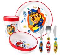 Kids 6 Piece Reusable Dinner Set - Plate/Bowl/Cup/Knife/Fork/Spoon - Childrens Dinnerware Tableware Cutlery Set (Paw Patrol)