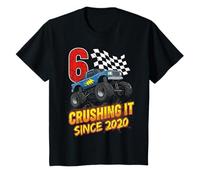 Kids 6 Year Old Crushing It Since 2020 Monster Truck 6th Birthday T-Shirt