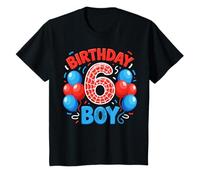 Kids 6th Birthday Spider Web 6 Year Old Boy Party T-Shirt