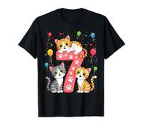 Kids 7th Birthday Girl Cats Outfit 7 Years Old T-Shirt