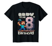 Kids 8th Birthday T Shirt Bruv It's My 8th Birthday Pixel Art T-Shirt