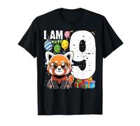 Kids 9 Years Old Birthday Pandas Boy Girl Red Panda T-Shirt