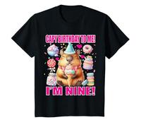 Kids 9th Birthday Capybara tee Capy Birthday to Me! I'm Nine! T-Shirt