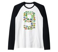 Kids 9th Birthday Sea Turtle Turtle Theme 9 Year Old Boys Raglan Baseball Tee