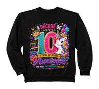 Kids A Decade Of Awesome Magical Rainbow Unicorn Tenth Birthday Sweatshirt