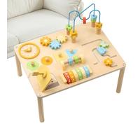 Kids Activity Table | Sensory Development Table | Wooden Learning Toys with Bead Maze and Shape Sorter for Kids Girls Preschool Classroom Daycare