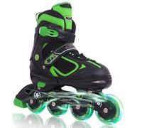 Kids Adjustable Inline Skates - Black & Green Small (9-12)