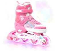 Kids Adjustable Inline Skates for Girls and Boys Blades Roller Light up Wheels (Pink, Large(4-7))
