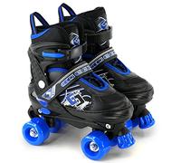 Kids Adjustable Quad Roller Skates, Blue Roller Skates For Boys And Girls, 4 Wheel Skates Adjustable Sizes, Blue Colour (Small/UK 11-1; EU 30-33/)