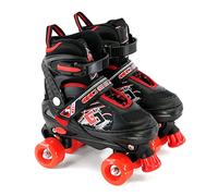 Kids Adjustable Quad Roller Skates, Red Roller Skates For Girls And Boys, 4 Wheel Skates Adjustable Sizes, Red Colour (Small/UK 11-1; EU 30-33/)