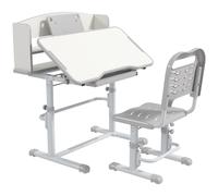 Kids Adjustable Study Desk & Chair Set Grey MDF, Steel & PP 80x54.5x104cm units