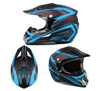 Kids Adult Dirt Bike Helmets Motocross ATV Dirtbike Offroad Full Face Motorcycle Helmet, DOT Approved, with Goggles Gloves Mask(YY Blue lines,M(54-55cm))