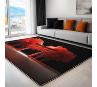 Kids Adult Washable Rugs Living 3D Rendering Cartoon Architecture With Non-Slip Backing, Soft Short Pile Rug 160 X 230 Cm Non Slip Carpet For Bedroom For Dining Room Home Office, Red