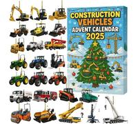 Kids Advent Calendar 2025, Construction Vehicles Car Advent Calendar 24 Days Mini Engineering Truck with Dump Trucks & Excavators, Christmas Countdown for Collectors