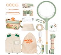 Kids Adventurer's Nature Explorer Set,Featuring Butterfly Net, Bug Catcher, Binoculars, Explorer Vest & Hat, Magnifying Glass and LED Flashlight. Perfect Educational Outdoor Gift for Ages 3+