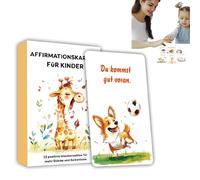 Kids Affirmation Cards - 32 German Positive Affirmation Flash Cards, Empowering Quotes for Confidence Building, Educational Toys with Animal Theme, Mindfulness and Meditation Activity for Children