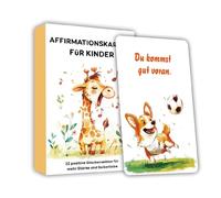 Kids Affirmation Cards - 32 German Positive Flash Cards, Empowering Quotes for Confidence Building, Educational Animal Themed Toys, Mindfulness Meditation Fun, Inspirational Learning for Children